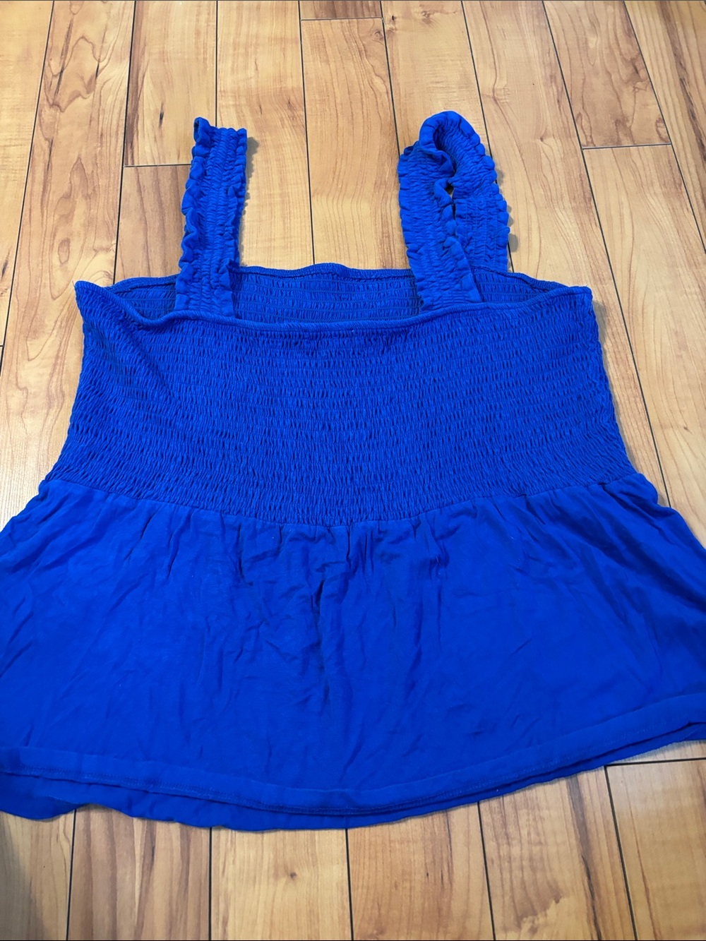 Ricki's Smocked Ruffle Strap Tank Top - Royal Blue - Picture 4 of 6